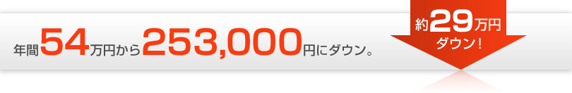 年間54万円から253,000円にダウン。約29万円ダウン！