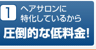 1 ヘアサロンに
特化しているから圧倒的な低料金！